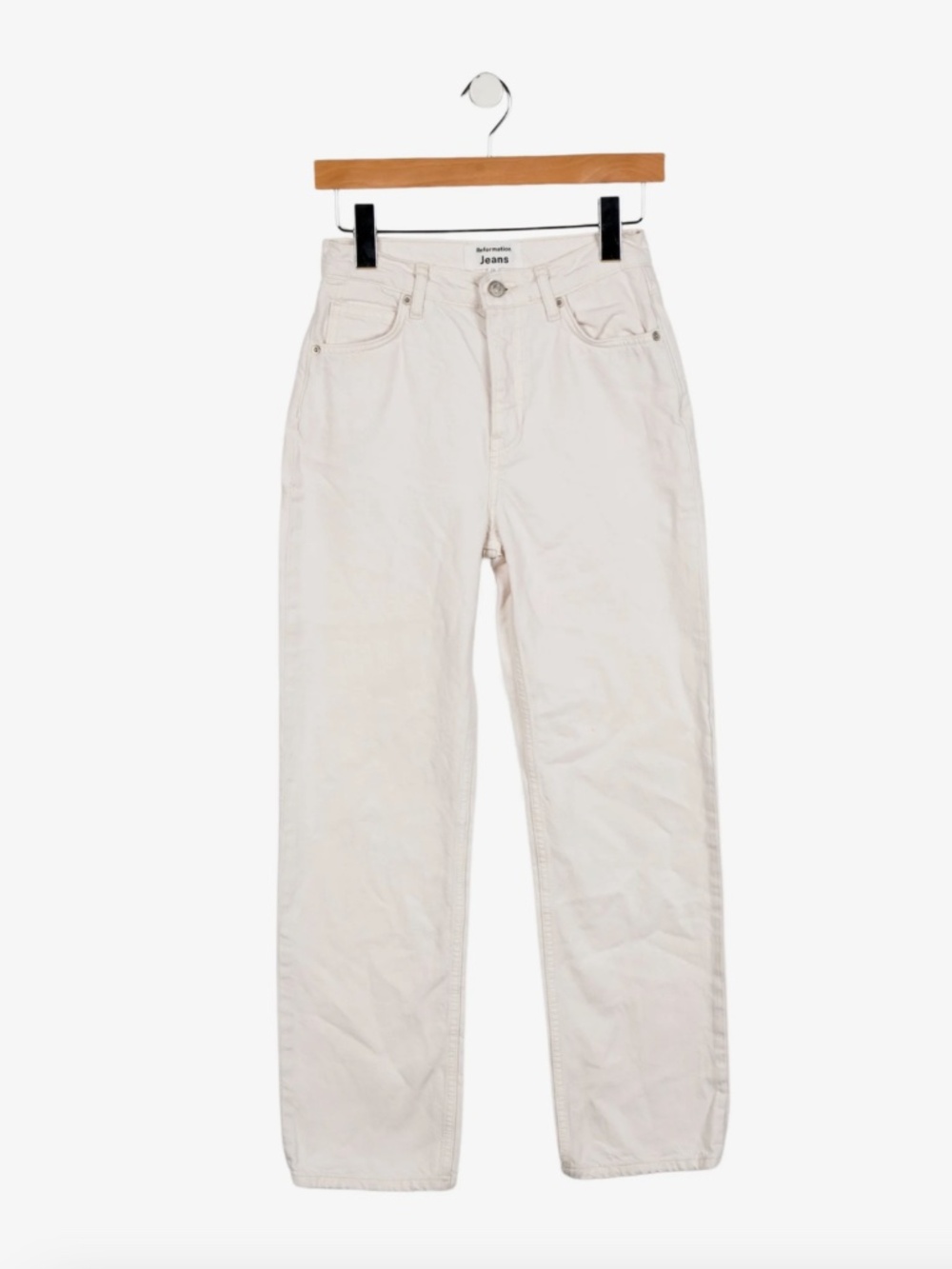 Reformation Trending White/Ivory High-Rise Straight Leg Jeans Women's 24 GUC